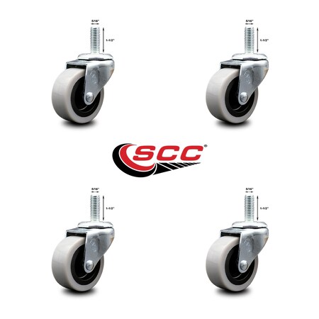 Service Caster 2 Inch Thermoplastic Rubber Wheel 5/16 Inch Threaded Stem Caster SCC, 4PK SCC-TS05S210-TPRS-5161815-4